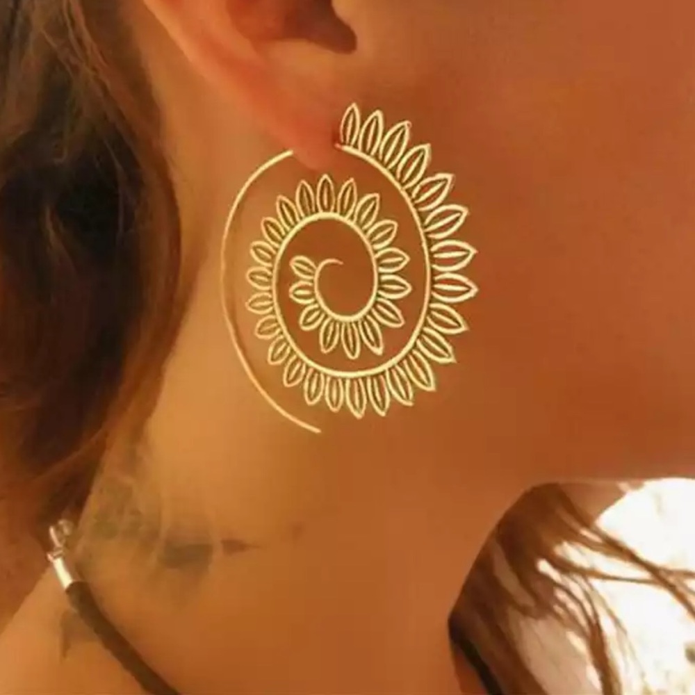 New Punk Hollow Out Spiral Drop Earrings